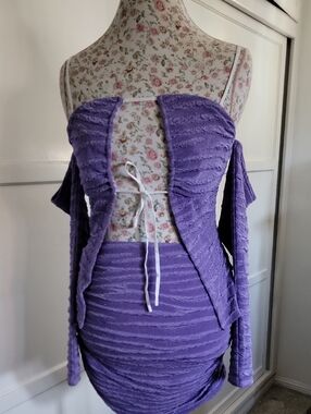 Camila Coelho Lavender Textured Mini 2 Piece Dress